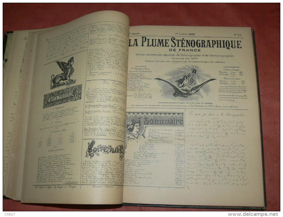 LA PLUME STENOGRAPHIQUE  1900/ 1901       METIER SECRETAIRE DACTYLO   24 NUMEROS