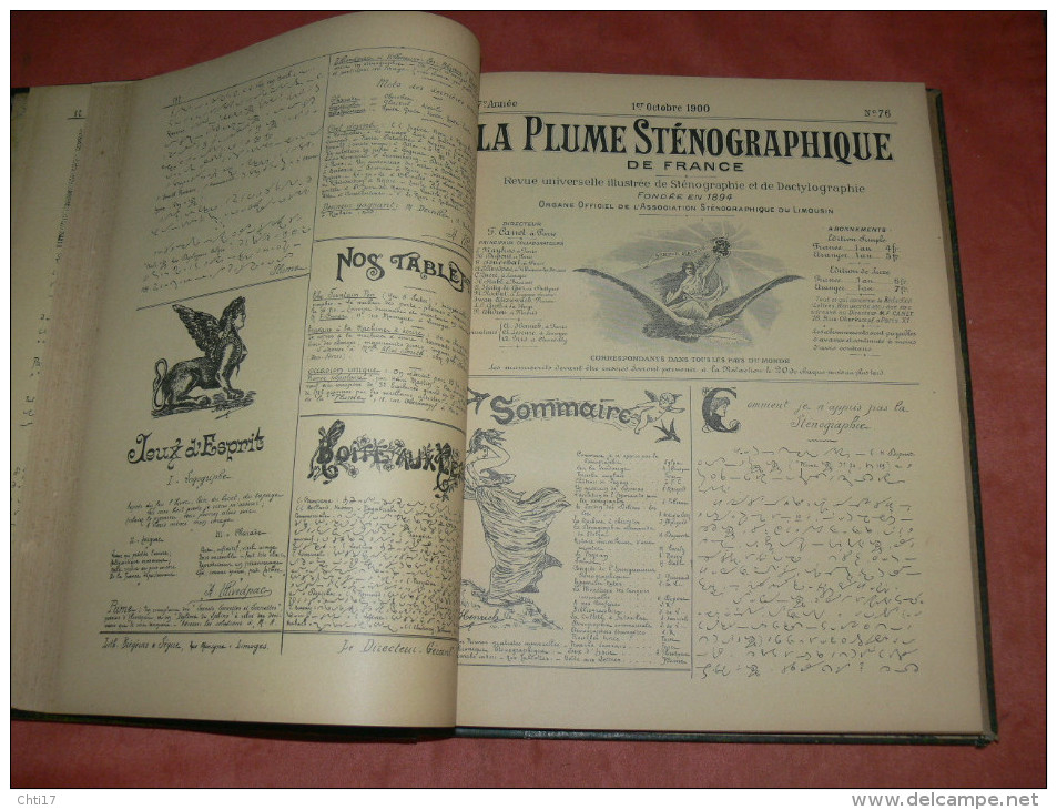LA PLUME STENOGRAPHIQUE  1900/ 1901       METIER SECRETAIRE DACTYLO   24 NUMEROS