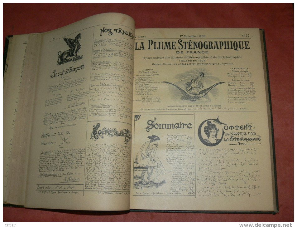 LA PLUME STENOGRAPHIQUE  1900/ 1901       METIER SECRETAIRE DACTYLO   24 NUMEROS