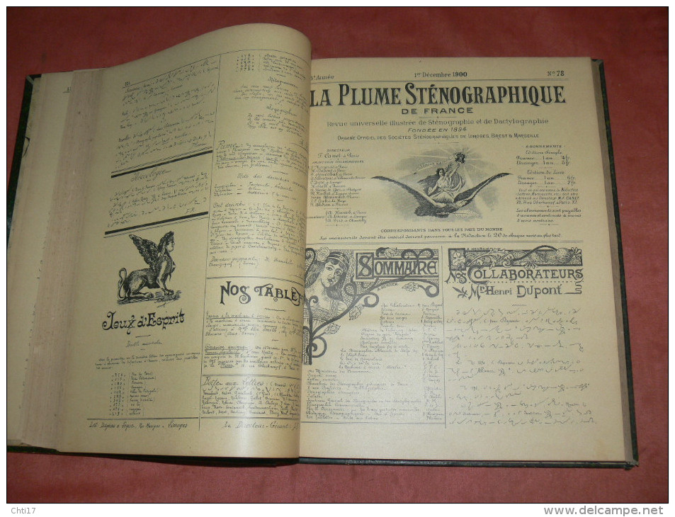 LA PLUME STENOGRAPHIQUE  1900/ 1901       METIER SECRETAIRE DACTYLO   24 NUMEROS