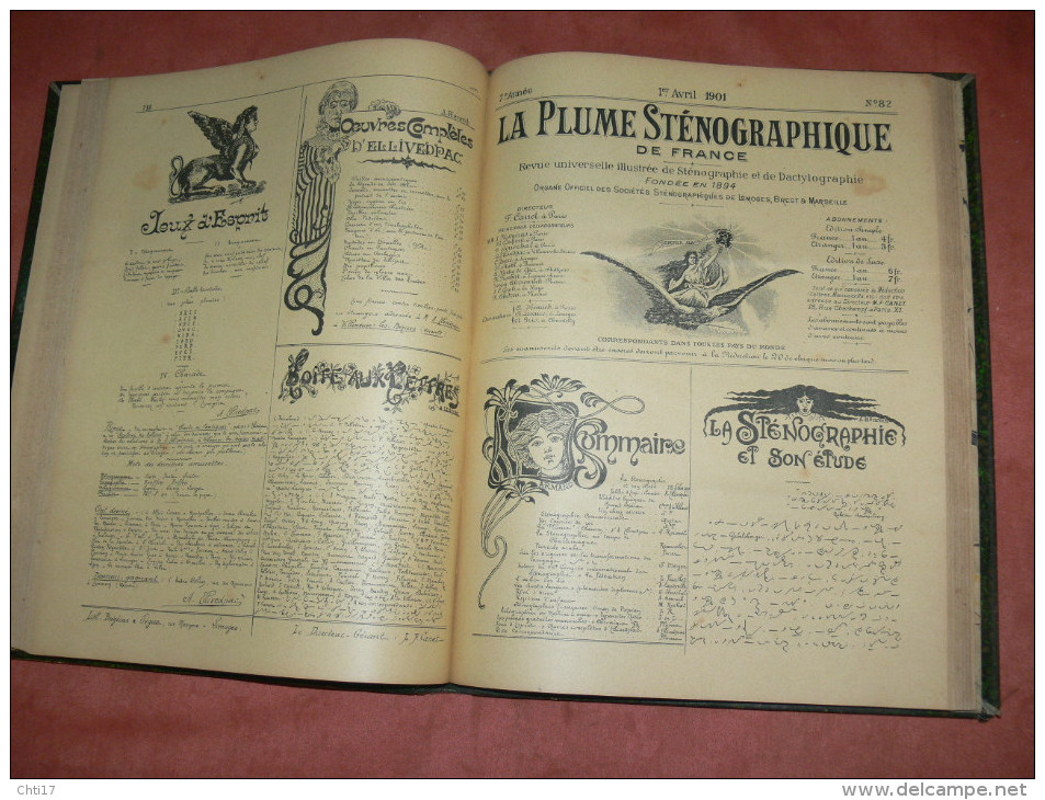 LA PLUME STENOGRAPHIQUE  1900/ 1901       METIER SECRETAIRE DACTYLO   24 NUMEROS