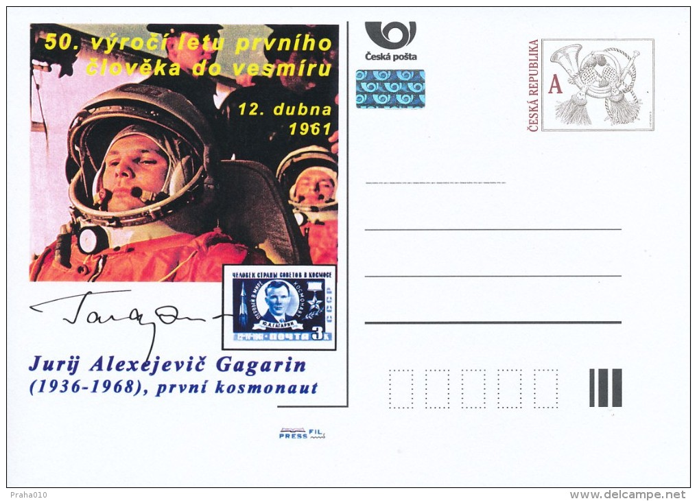 Czech Rep. / Postal Stat. (Pre2011/99) 50 Ann. Of Human Space Flight (2 Pieces) Yuri Alekseyevich Gagarin (1934-1968) - Postkaarten