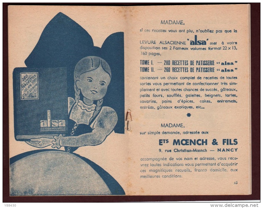 LEVURE  ALSACIENNE - Livret Publicitaire De 39 Recettes - 28 Pages - Année 1950 - 4 Scannes - Matériel Et Accessoires