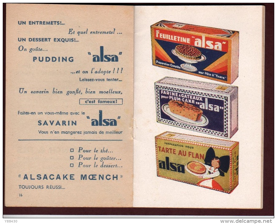 LEVURE  ALSACIENNE - Livret Publicitaire De 39 Recettes - 28 Pages - Année 1950 - 4 Scannes - Matériel Et Accessoires