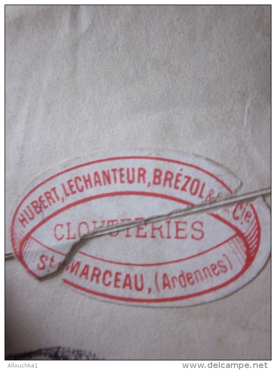 St Marceau P Bouzincourt 08 1er Mai 1883 Connaissement Lettre Facture En-tête Forge Timbre Sage L. Iché Port-La-Nouvelle - 1800 – 1899