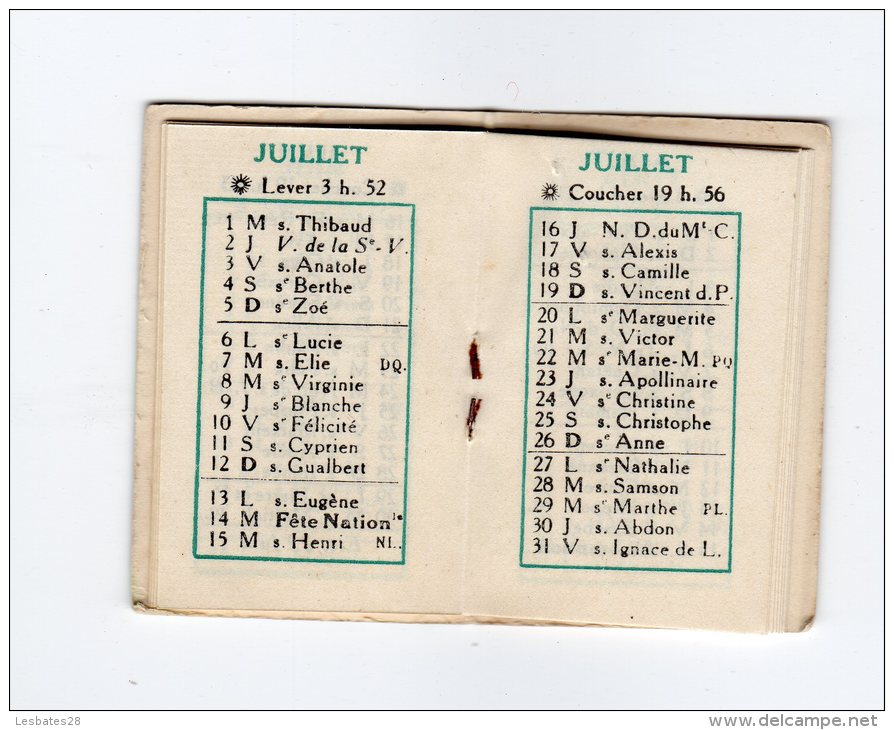 CALENDRIERS AGENDA PETIT FORMAT  CALENDRIER 1931 MEMENTO FLEURS NATURELLES  GAUTHIER  VERSAILLES   DIV  962 - Petit Format : 1921-40