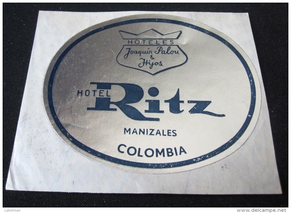 HOTEL MOTEL RESIDENCIA RITZ MANIZALES COLOMBIA DECAL STICKER LUGGAGE LABEL ETIQUETTE AUFKLEBER DECAL STICKER BOGOTA - Etiquetas De Hotel