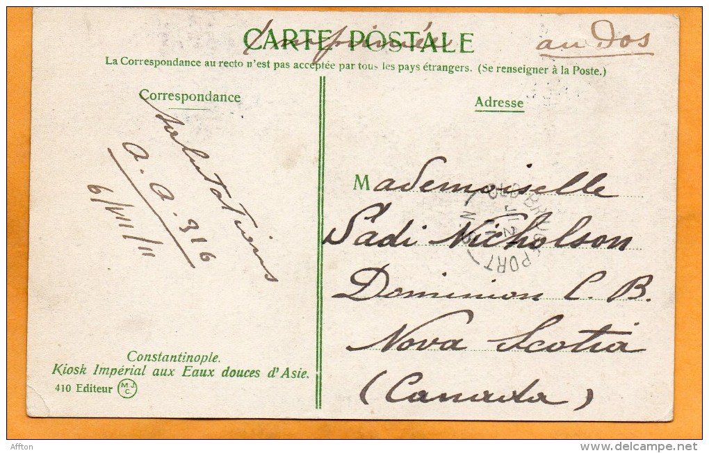 Turkey 1911 Postcard Mailed To Canada - Storia Postale