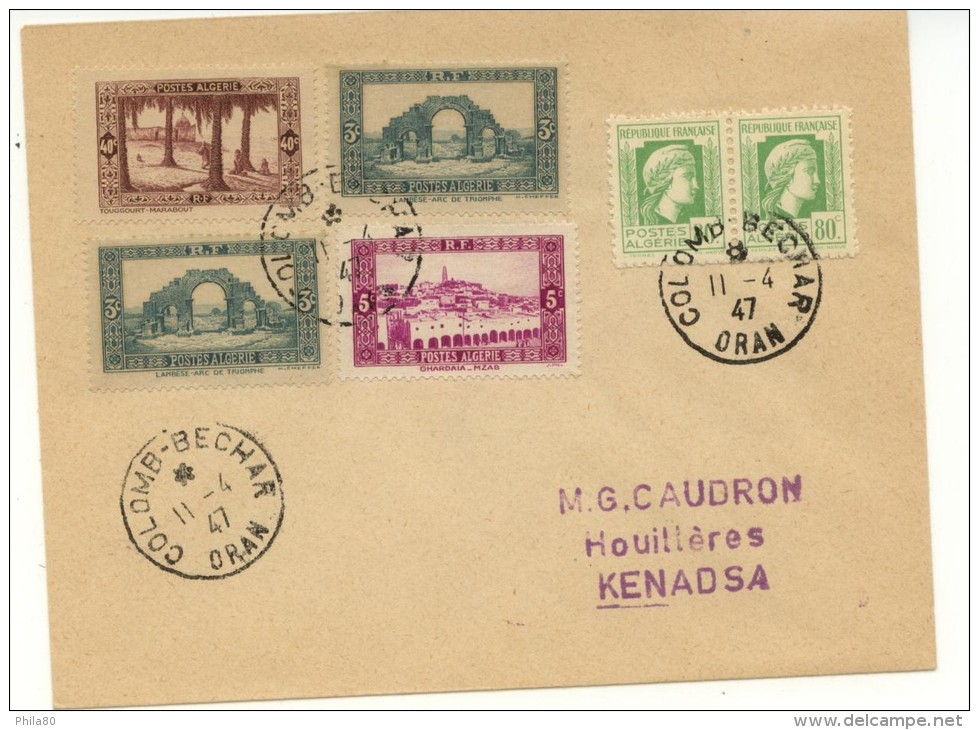 N°110+103+113+104+212x2 Sur Lettre  De Colomb-Bechar Du 11-4-47 Pour Kenadsa - Cartas & Documentos