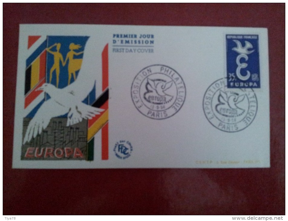 FDC France N° 265 - 13 09 1958 3eme Emission Europa Oblitération Exposition Philathélique Paris - 1950-1959