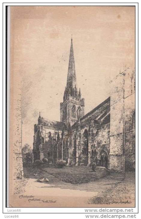 POSTCARD 1920 CA. CHICHESTER CATHEDRAL NORTH WEST - Chichester