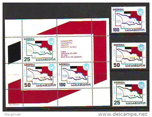 Georgia 1993. UNO Membership.3 St+ Ss. MNH. Pf.** - Georgia