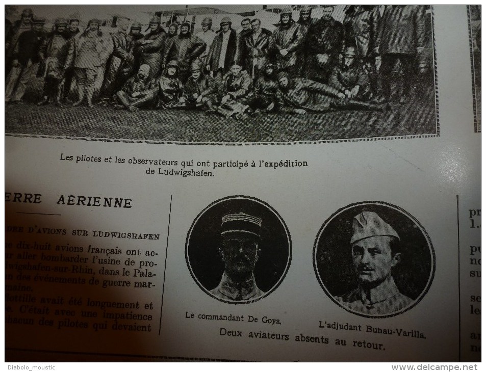 1915 GUERRE:Bombardés LUDWIGSHAFEN;Ville-sur-Tourbe;Montzeville;RAVITAILLER L'ARTILLERIE;Ecossais;Gallipoli;Ala;Caprino - L'Illustration