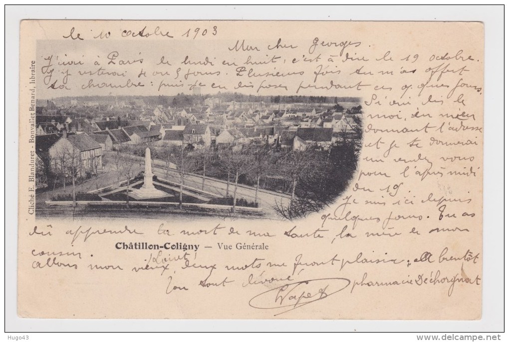 (RECTO / VERSO) CHATILLON COLIGNY EN 1903 - VUE GENERALE - Chatillon Coligny
