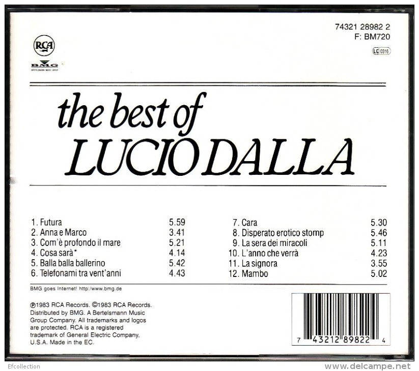 LUCIO DALLA ¤ ALBUM THE BEST OF ¤ 1 CD AUDIO 12 TITRES