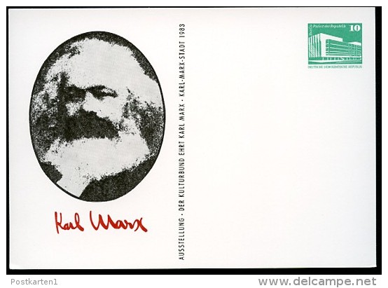 KARL MARX DDR PP18 C2/011 Privat-Postkarte Karl-Marx-Stadt 1983  NGK 3,00 € - Karl Marx