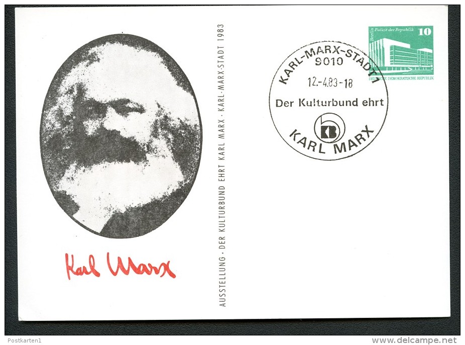 DDR PP18 C2/011 Privat-Postkarte KARL MARX Karl-Marx-Stadt Sost.1983   NGK 4,00 € - Karl Marx