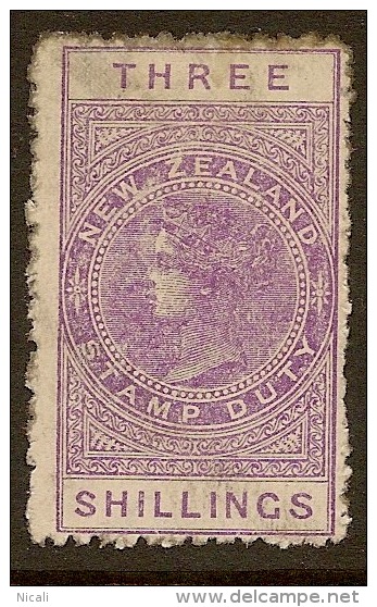NZ 1882 3/- Mauve Fiscal SG F58 HM* #HF115 - Fiscaux-postaux
