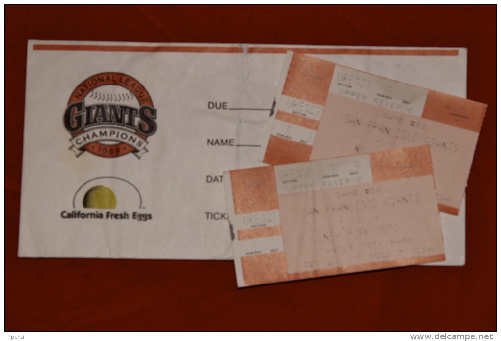 GIANTS San Francisco 2 Tickets + Envelope W. Schedule - Other & Unclassified
