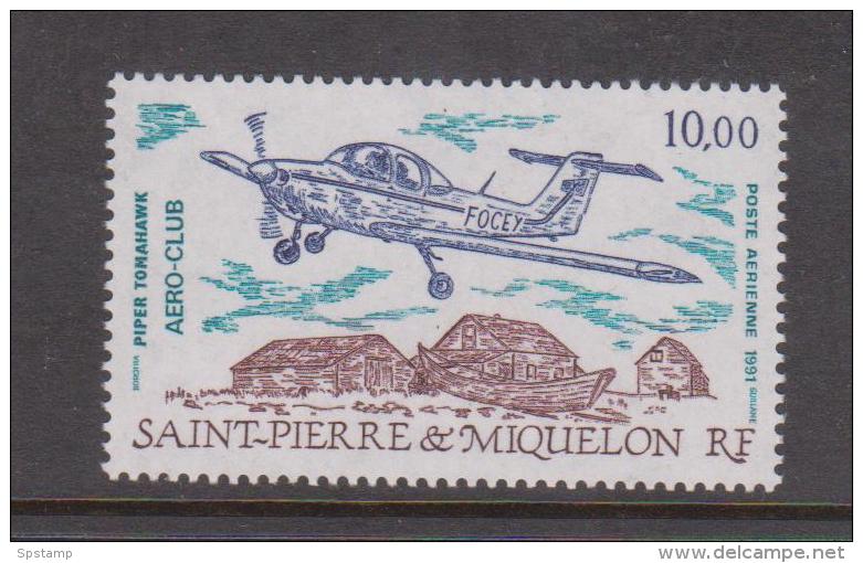 St Pierre & Miquelon 1991 Airmail Piper Tomahawk 10 Fr Plane MNH - Unused Stamps