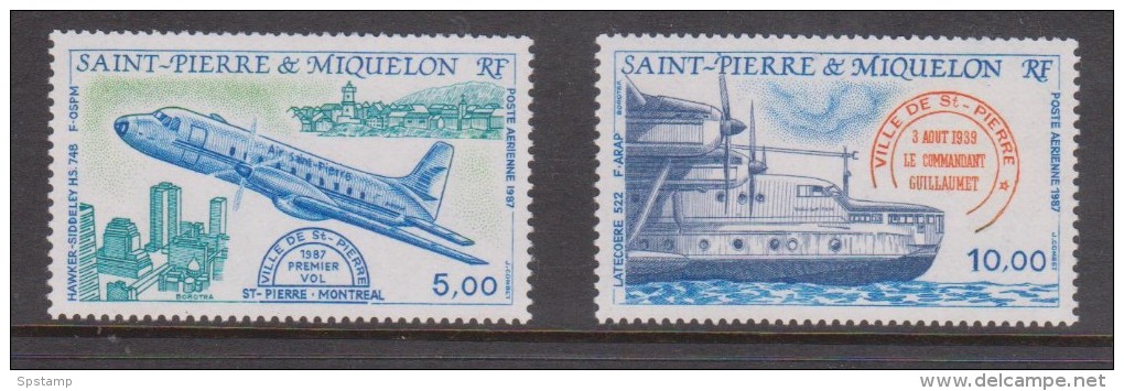 St Pierre & Miquelon 1987 Air Issue Set  Aeroplane & Sea Plane MNH - Nuovi