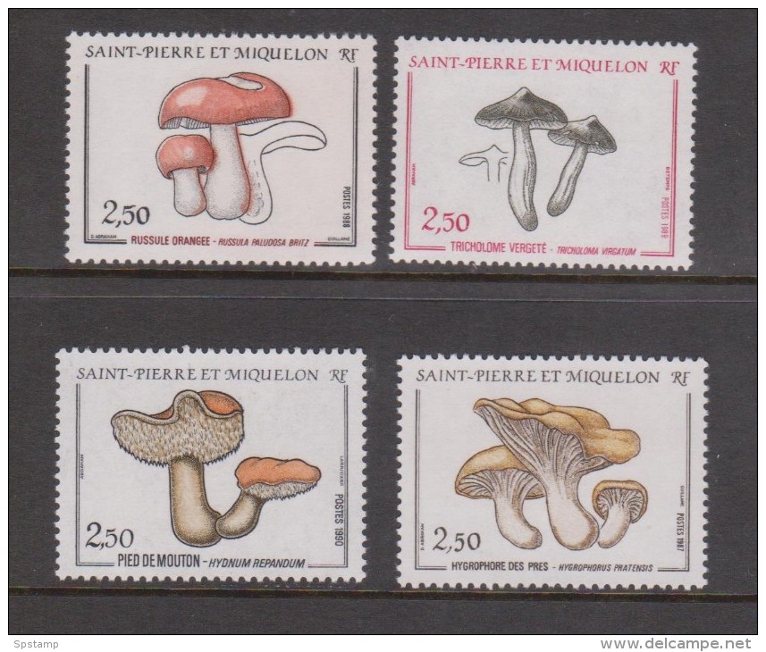 St Pierre & Miquelon 1987 - 1990 Mushroom Fungi Set 4 MNH - Ongebruikt