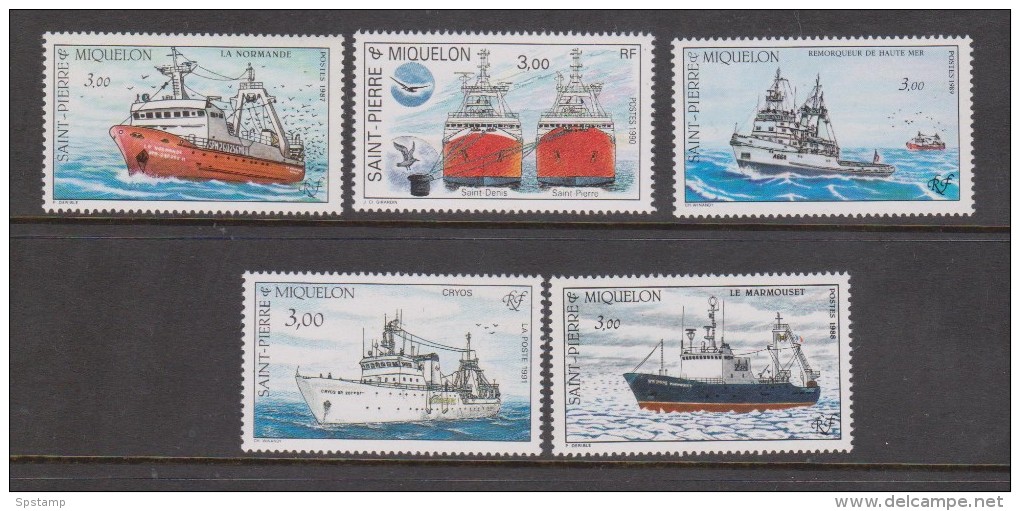 St Pierre & Miquelon 1987 - 1991 Boat Set 5 MNH - Ungebraucht