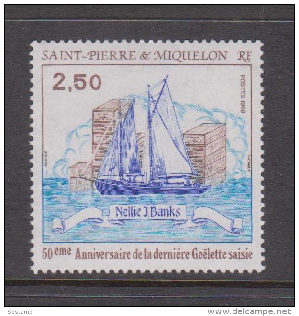 St Pierre & Miquelon 1988 Boat Nellie Banks Single MNH - Unused Stamps