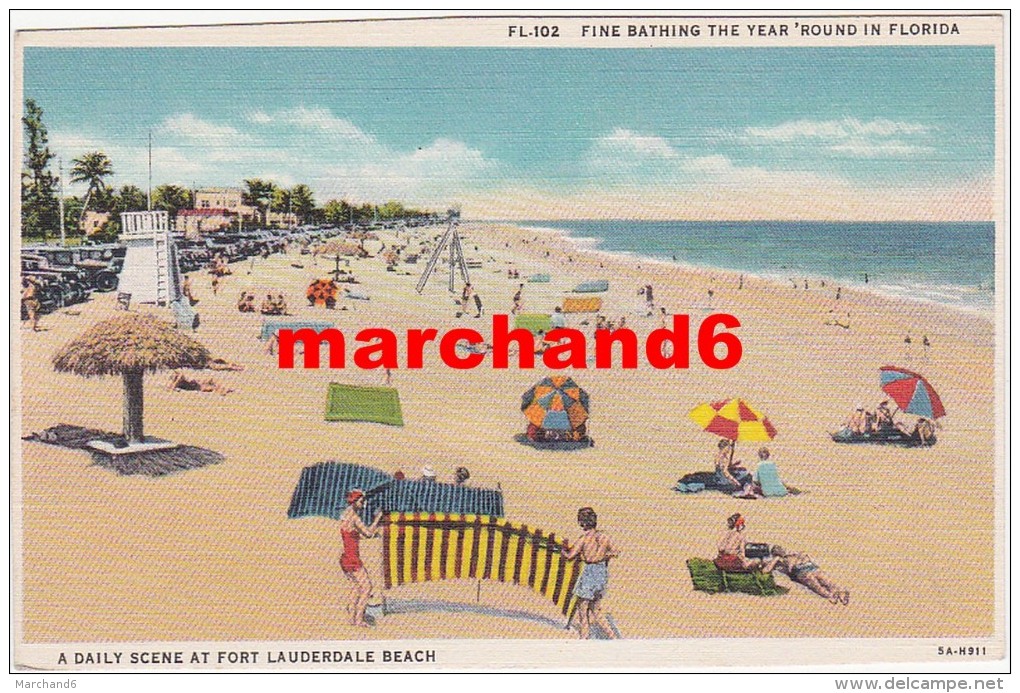 Etats Unis Florida Fine Bathing The Year Round A Daily Scene At Fort Lauderdale Beach - Fort Lauderdale