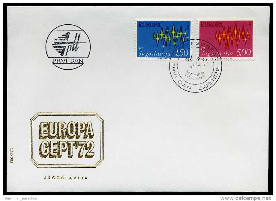 31954) Jugoslawien - Michel 1457 / 1458 - FDC - CEPT 72 - FDC