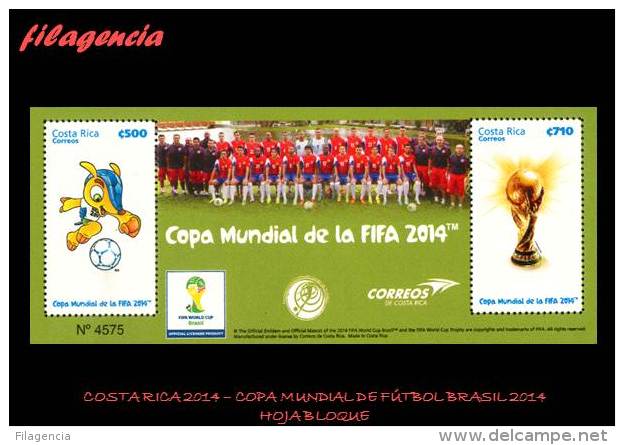 AMERICA. COSTA RICA MINT. 2014 COPA MUNDIAL DE FÚTBOL BRASIL 2004. HOJA BLOQUE - Costa Rica