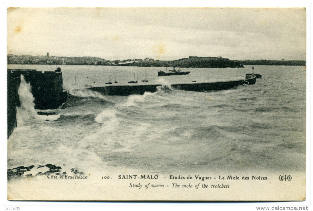 CPA Avec Cachet Militaire 35 SAINT MALO   --  Le Mole Des Noires  --   47ème Régiment D'Infanterie Hôpital Dépos - Saint Malo