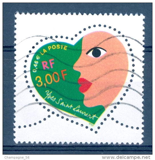 VARIÉTÉS FRANCE 2000   N° 3296  CŒUR AVEC PROFIL FÉMININ   OBLITÉRÉ - Oblitérés