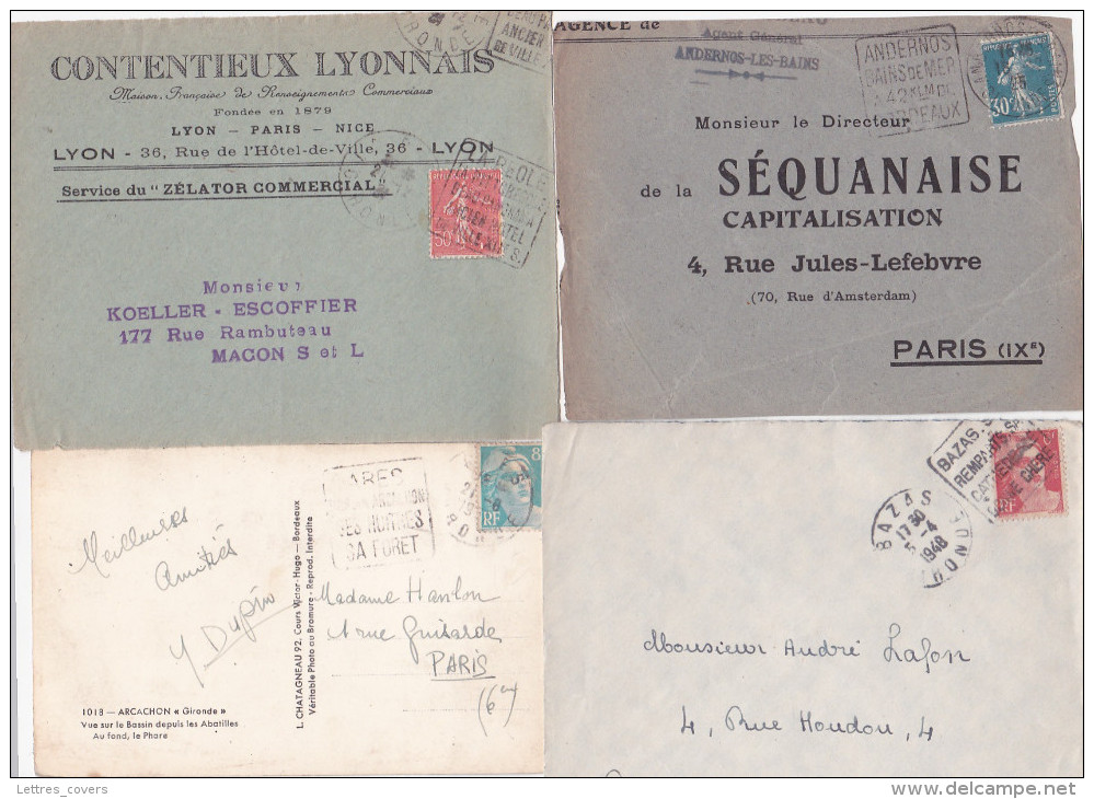 Ensemble  De 20 Lettres Et CP ( 5 Dev) Avec DAGUIN De GIRONDE - Vins - 5 Scans - Margaux - Oblitérations Mécaniques (Autres)