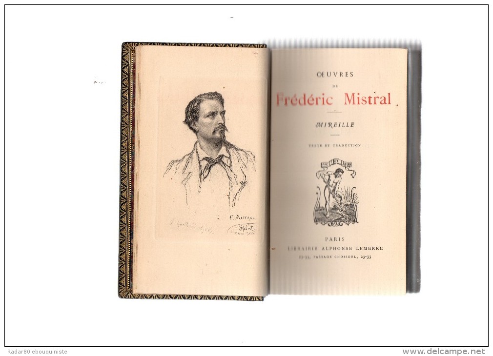 Oeuvres De Frédéric Mistral.Mireille.texte Et Traduction.VII-515 Pages.Librairie Alphonse Lemerre.Frontispice :portrait. - 1801-1900