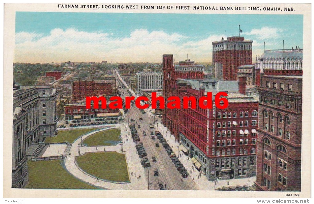 Etats Unis Nebraska Farnam Street Looking West Top Of First National Bank Building Ohama - Omaha