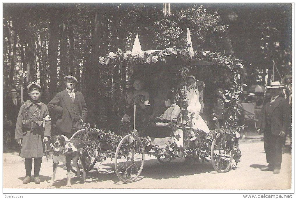 85 - LES ESSARTS : VOITURE A CHIEN . CAVALCADE DE 1919 .CARTE - PHOTO . - Les Essarts