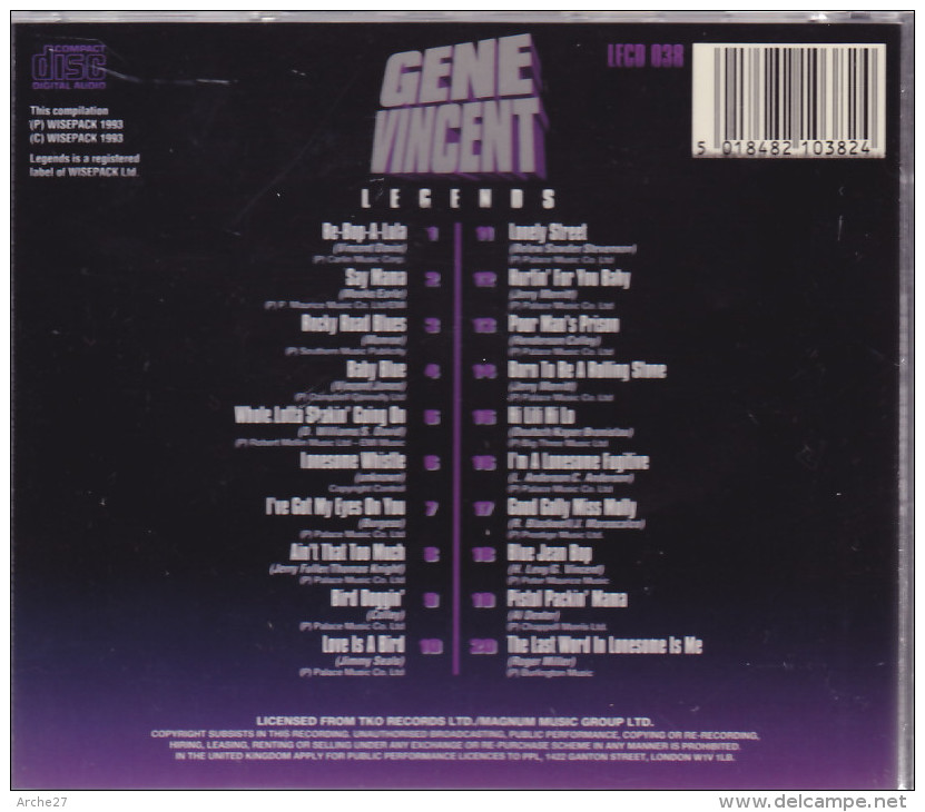 CD - GENE VINCENT - Legends - Rock