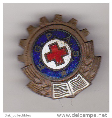 Rare Old Romanian Badge Red Cross - Ready For Sanitary Defence Badge FGPAS - Medizinische Dienste