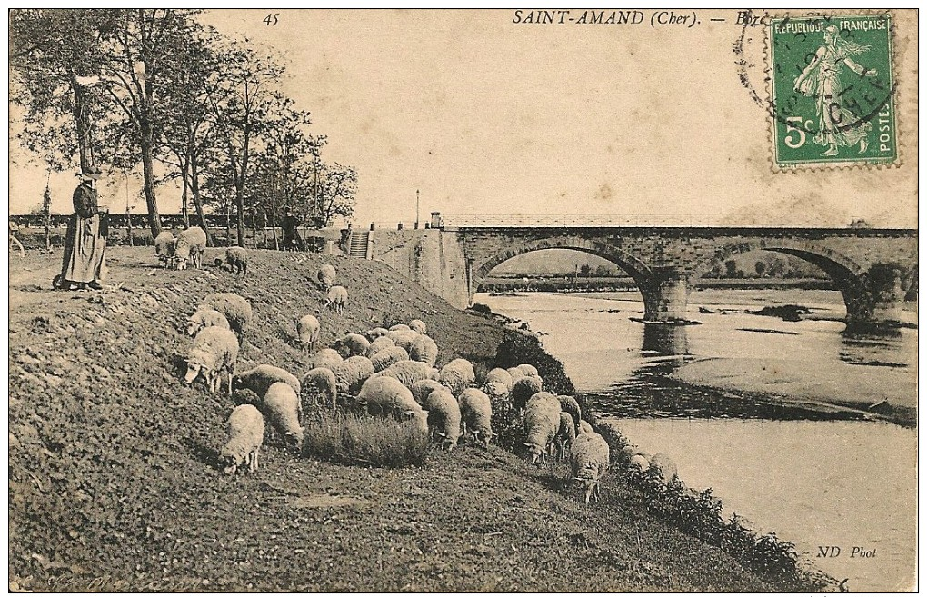 CPA - 18 - SAINT AMAND MONTROND - ANIMAUX - BERGERE GARDANT SES MOUTONS  CHER BERRY- 3 - Other & Unclassified