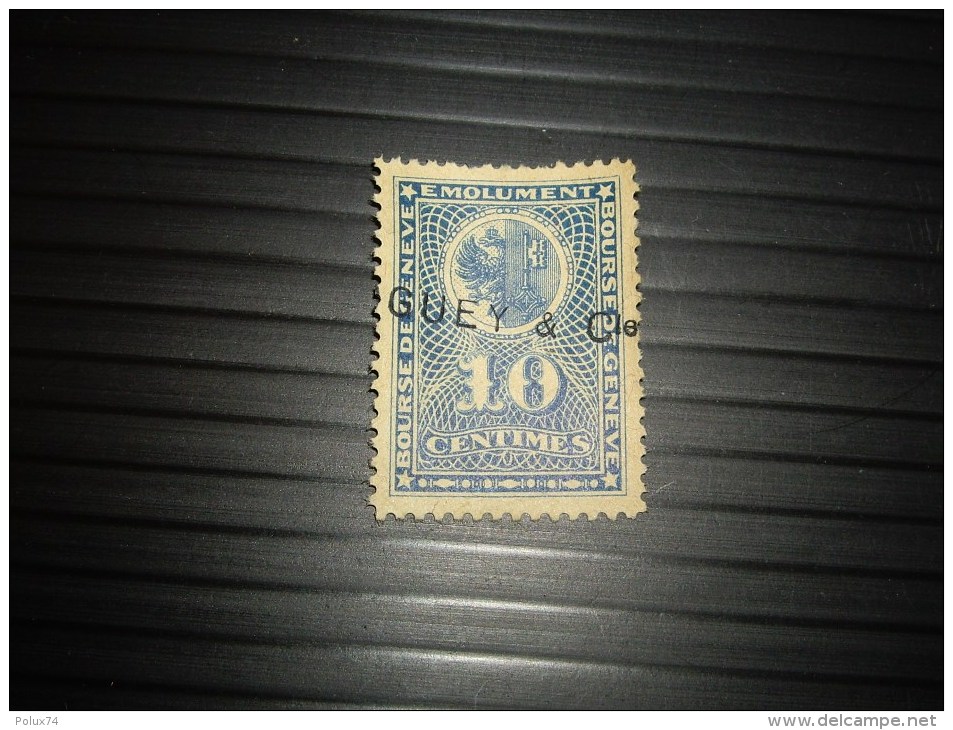 Suisse Timbre  Bourse De Geneve Emolument 10 Cts - Fiscaux