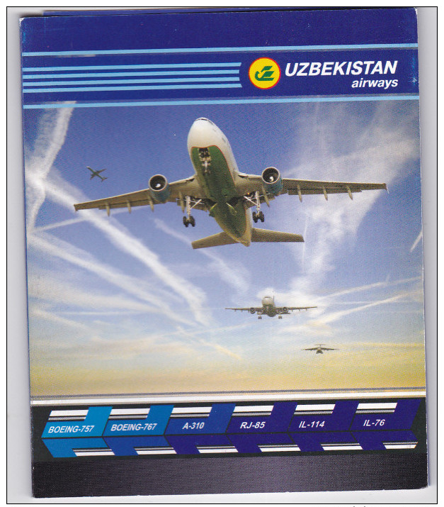 Uzbekistan Airways Folder Of 6 Airplane Cards , 70-90s - 1946-....: Modern Era