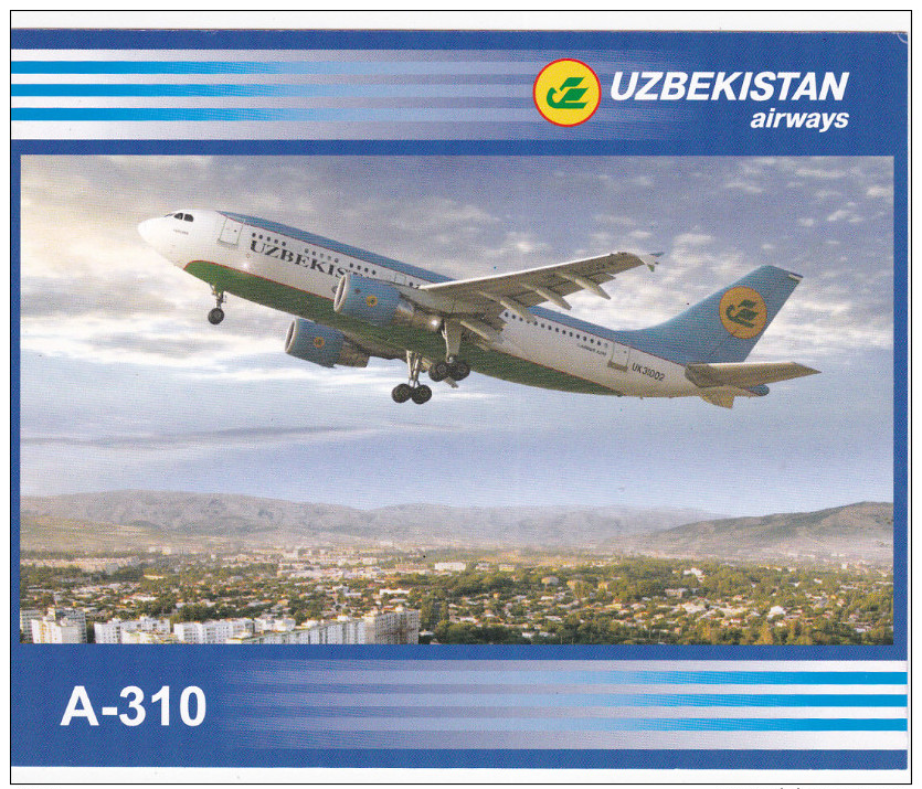 Uzbekistan Airways Folder of 6 Airplane Cards , 70-90s