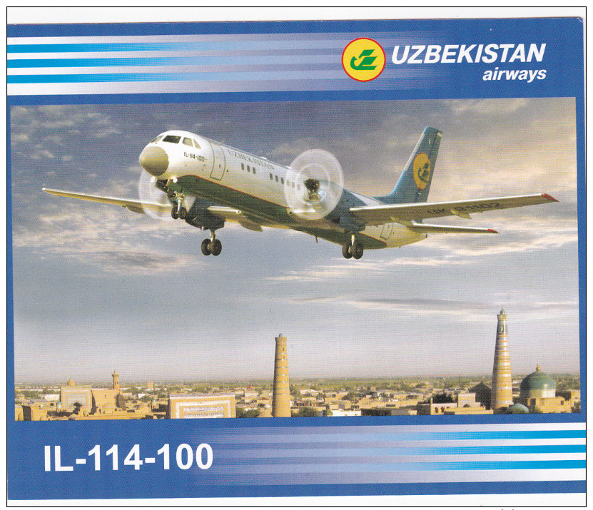 Uzbekistan Airways Folder of 6 Airplane Cards , 70-90s
