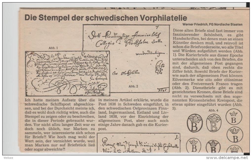 Schweden/ LITERATUR -  Vorphilatelie Auf 3 DIN A 4 Seiten - Philatélie Et Histoire Postale