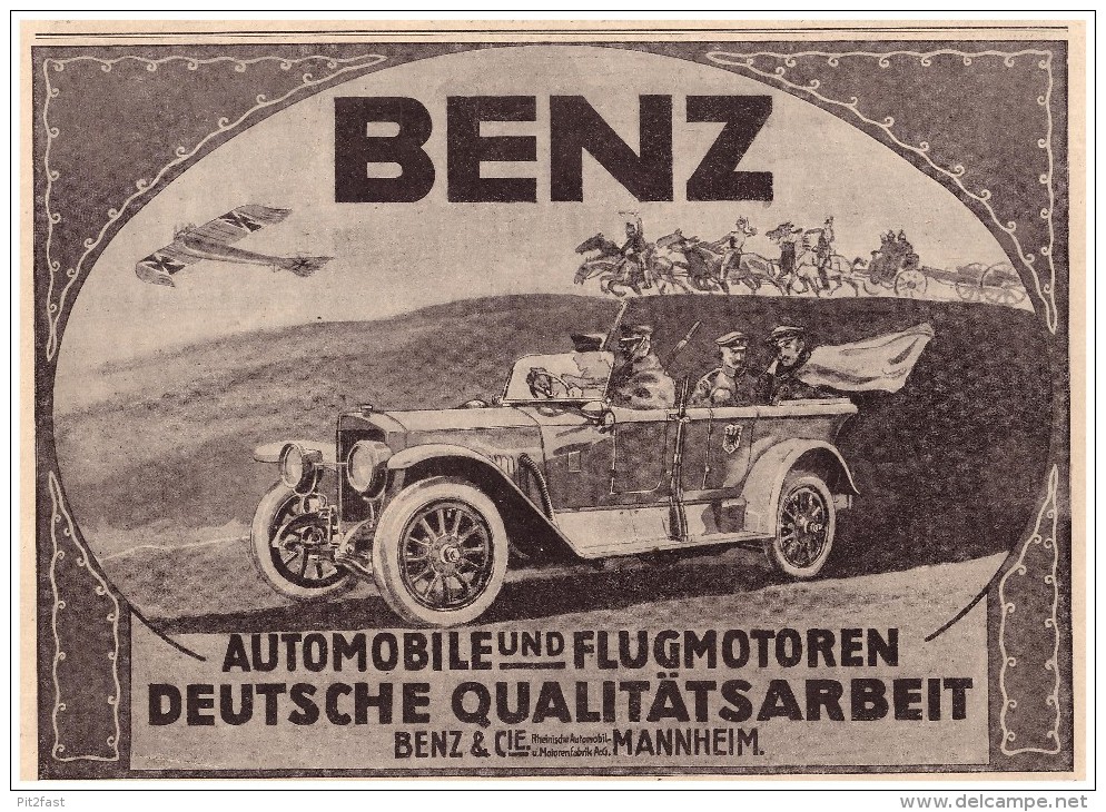 Original Werbung - 1916 -  Benz & Cie. , Mannheim , Flugmotoren , Automobile !!! - Fahrzeuge