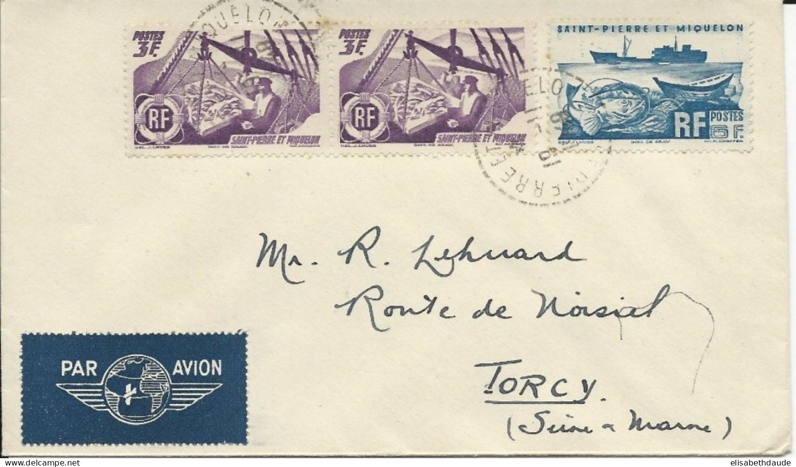 SPM - 1949 - ENVELOPPE PAR AVION Pour TORCY - Storia Postale