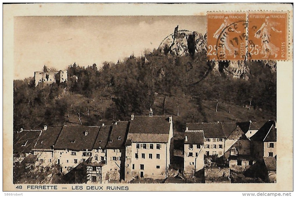 CARTE POSTALE ORIGINALE ANCIENNE : FERRETTE ; LES DEUX RUINES ; HAUT RHIN (68) - Ferrette