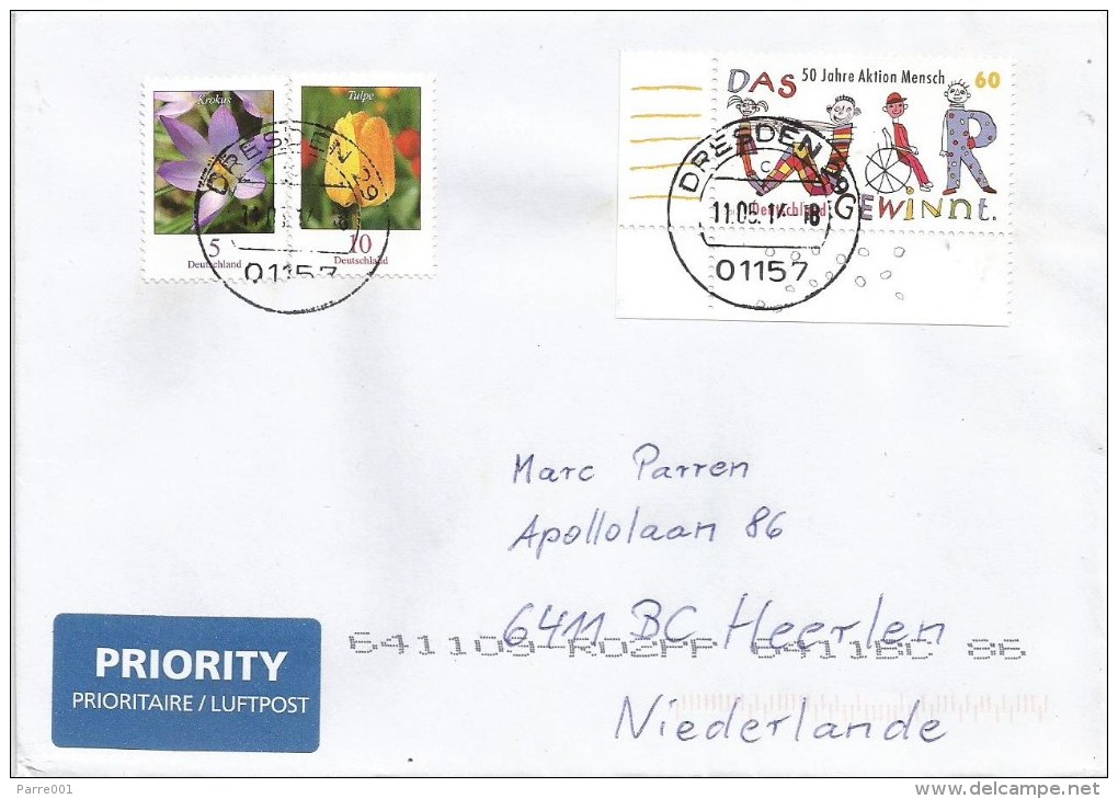 Germany 2014 Dresden Child Puppet Comic Lettering Tulip Crocus Flower Cover - Brieven En Documenten