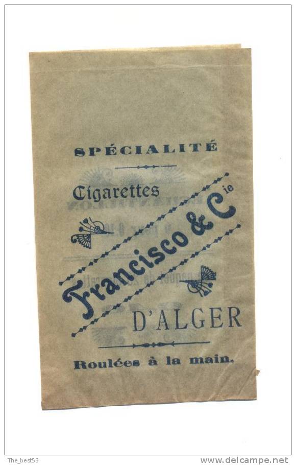 Petit Sac Papier D´échantillon De 6 Cigarettes  -   Francisco Et Cie  à  Alger - Etuis à Cigarettes Vides